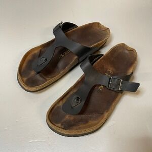 Birkenstock Arizona Black Leather Thong Sandals Mens Size 44‎ Made in Germany